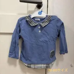 bebe 長袖カットソー チェック襟 70-80