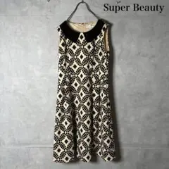 Super Beauty ビジュー装飾 ノースリーブワンピース　総柄 N3444のサムネイル