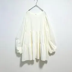 Mystic ミスティック　ぽわん袖 白　チュニック 長袖　フリー　ゆるふわのサムネイル