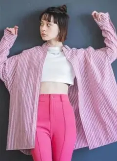 JEANASIS　ロンドンストライプボタンダウンシャツ ジーナシス ピンク