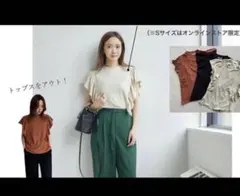 田中里奈　フリル袖 レース調 半袖カットソー