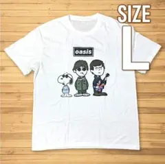 新品未使用★オアシス×スヌーピー Tシャツ サイズL 白 バンドTシャツ
