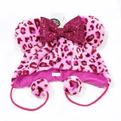 ディズニー ヒョウ柄 ファンキャップ スパンコール ピンク ミニー