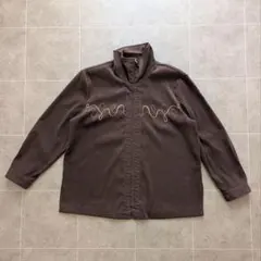 【一点物】刺繍ジャケット ブラウン レトロ 羽織り 上品 個性派 春コーデ