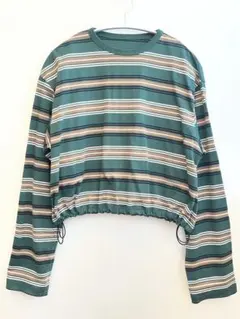 【美品】ミラオーウェン ショート丈 ロンT マルチボーダー サイズ0 送料無料