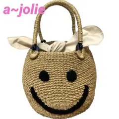 ＊未使用＊ajolie アジョリー スマイル（大）サイズ、ニコちゃん　カゴバッグ