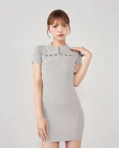 Darich ハーフジップリブニットミニワンピース グレー FREEサイズ