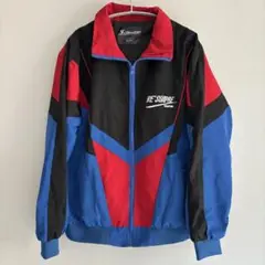ナイロンジャケット　ブロック　配色　　ブルー　レッド　ブラック　ジャンパー