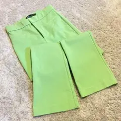 ZARA ザラ 黄緑 グリーン フレアパンツ S パステル ワイドパンツ