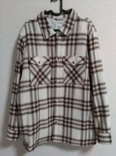GAP 中綿シャツアウター　チェックベージュ