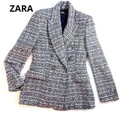ZARA ツイード ダブルブレストジャケット