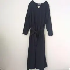 【新品】ショコラフィネローブ　カットソーワンピース　長袖　ロング　ネイビー