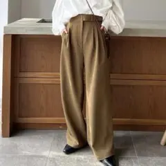 ヒナリ　ヘムフック2WAYワイドパンツ　ハイウエスト　洗える　S