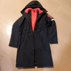 ASICS フード付き中綿コート S ブラック・オレンジ