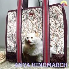 【極美品】ANYA HINDMARCH リボン総柄　キャンバストートバッグ 極美品】ANYA HINDMARCH リボン総柄 キャンバストートバッグ