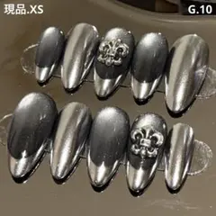 現品ネイルチップ　XS マグネット　シルバー　y2k クロム