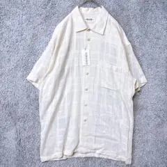 5770 ジョルジュレッシュ 半袖 シャツ L ベージュ チェック柄 リネン混のサムネイル