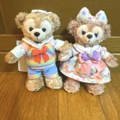 お顔厳選　ダッフィー　シェリーメイ　ぬいぐるみバッジ　ハートフェルトレターズ