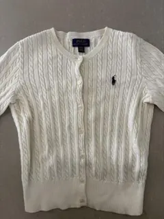 POLO 白　Mサイズ　8〜10歳ケーブルニット カーディガン