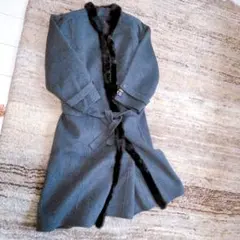 カシミヤ　ロングコート　ファー付