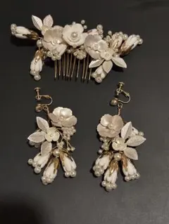 花モチーフ ヘッドドレス&イヤリング セット