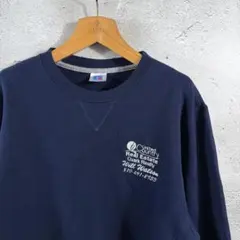 Russell Athletic　スウェット　企業　ワンポイント　刺繍　紺　前V