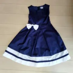【値下げセール❢】女児用ドレス★ネイビー サテン リボン付き 150cm