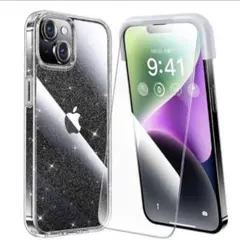 【50%OFF】iPhone 14 plus フィルム付ケース キラキラ クリア