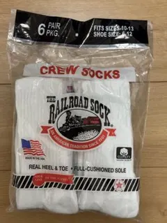 [未使用]RAILROAD SOCK クルーソックス 4足 ホワイト USA製