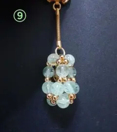 ⑨ビーズキーホルダー ストラップ うす緑 鈴 バッグチャーム 母の日に！