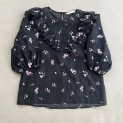 ZARA ザラ　フリル付き花柄　ブラウス
