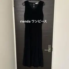 rienda ブラック ノースリーブ ロングワンピース Fサイズ