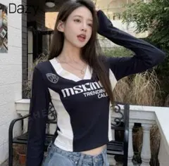 SHEIN Dazy Star Vネックtシャツ レターグラフィック入り