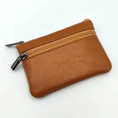 新品 本革 コインケース 小銭入れ キャメル ダブルジップ キーケース