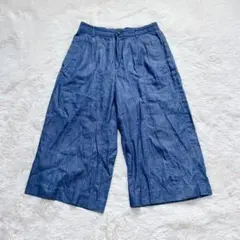 コムサイズム　デニムワイドパンツ　ガウチョ　ウエストゴム　大人カジュアル　春夏秋