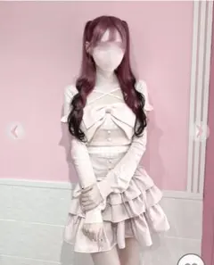 ハニーミュウ HONEYMEWツイードティアードフリルスカート ブルー