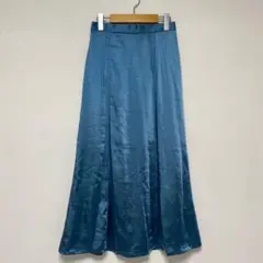 【ローズバット/ROSEBUD】光沢　水色　ロングスカート　ポリエステル　春色