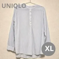 UNIQLO ストライプ バンドカラーシャツ XL