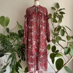 ROSE BUDレッドエスニックインド風シフォンワンピース0222のサムネイル
