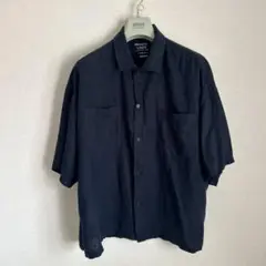 BROWNY FRANCE LINEN 半袖シャツ ネイビー Mサイズのサムネイル