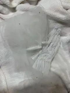 2点セット　ウェディングベール　グローブ　パール