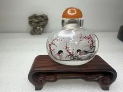 鼻煙壺 内絵 ガラス工芸品 花鳥図 中国美術 置物