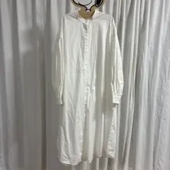 ホワイト 長袖 シャツワンピース ロングのサムネイル
