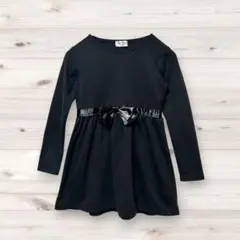 キッズ130 黒ワンピース リボン フォーマル 女の子　長袖