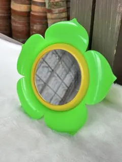 昭和レトロ　花型ミラー　フラワー型ミラー　当時物　レトロ鏡　置き型　吊り下げ