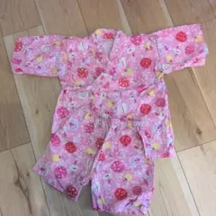 ピンク 花火と提灯柄 甚平 100cm