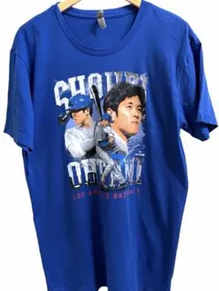 大谷翔平 Tシャツ ドジャース MLB ブルー メンズ L ビッグプリント 古着