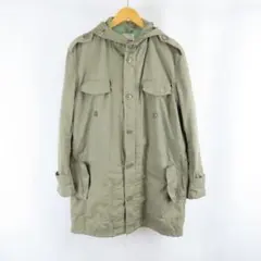 オーバーサイズ ミリタリーデザイン フード ジップ ワーク ジャケット 古着 緑のサムネイル