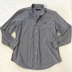 現行　極美品　ポロラルフローレン ストライプ　長袖シャツ　XL 白　黒