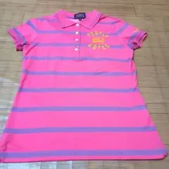 PEARLY GATES ピンク ストライプ ポロシャツ　ゴルフ　サイズ0